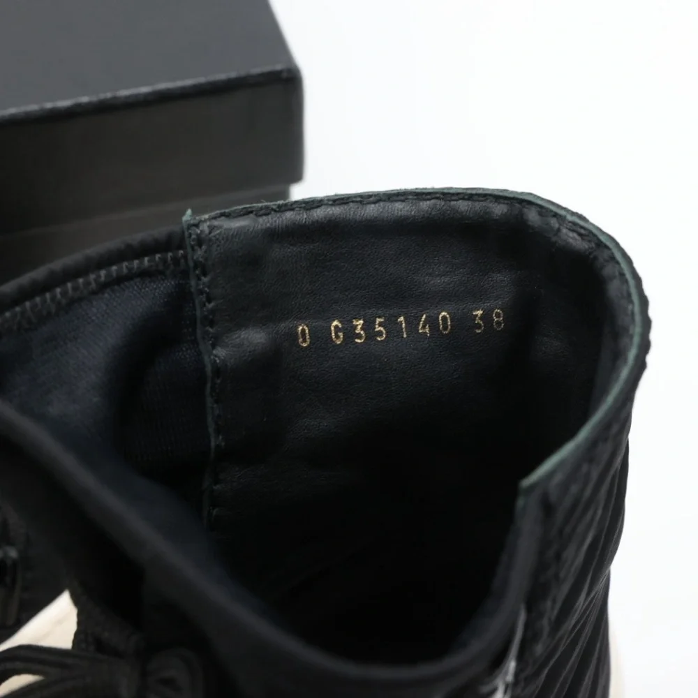 CHANEL Black Nylon Ankle Boots with White Rubber Sole size 38